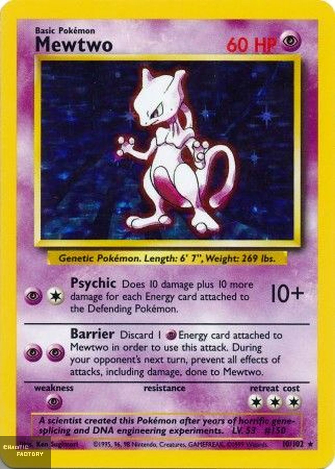 Pokemon Mewtwo 10 102 Holo Unlimited MP Pokemon Mewtwo 10 102 Holo Unlimited MP