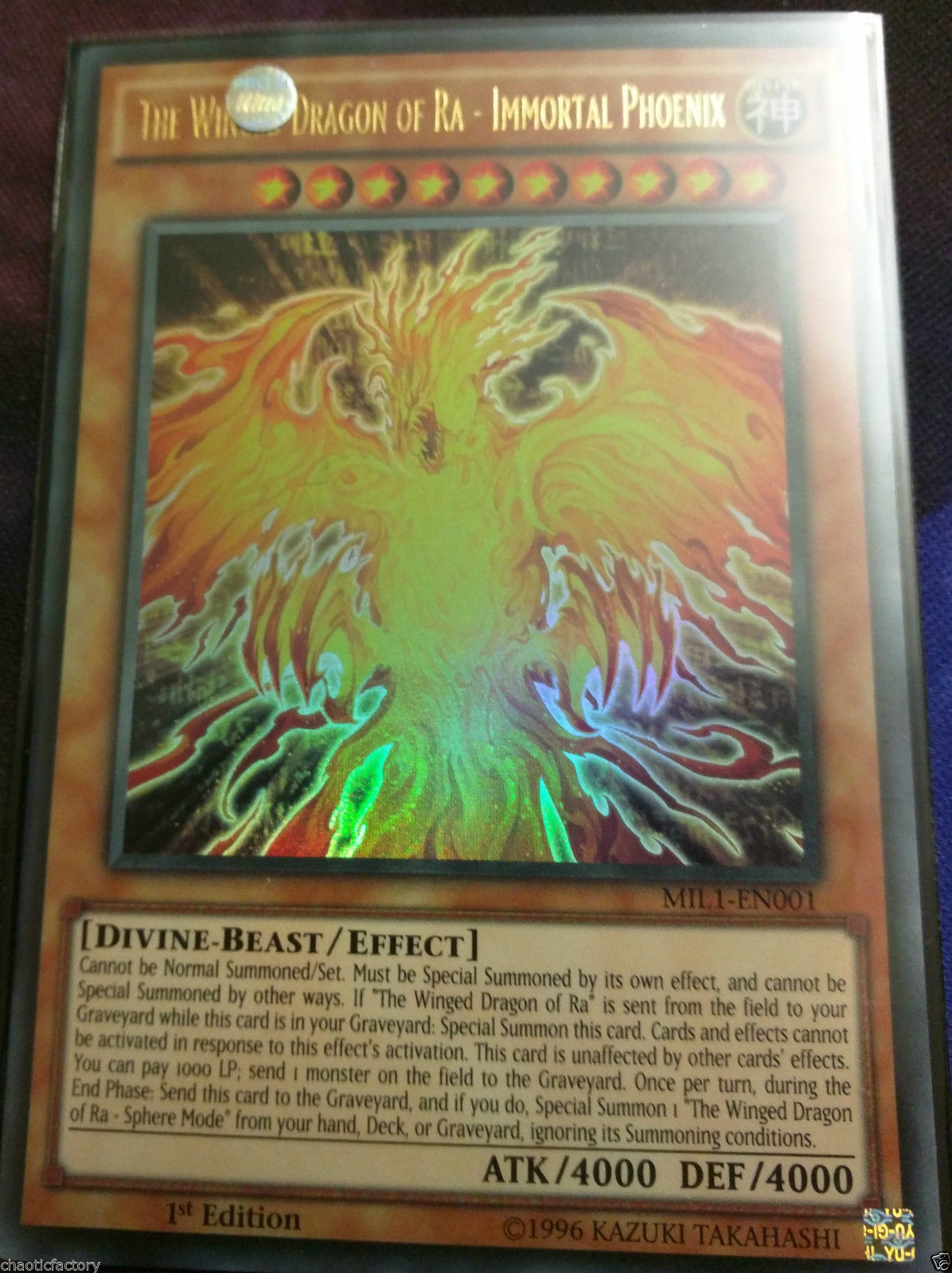 The Winged Dragon Of Ra Immortal Phoenix Mil1 En001 Ultra Yugioh Egyptian God