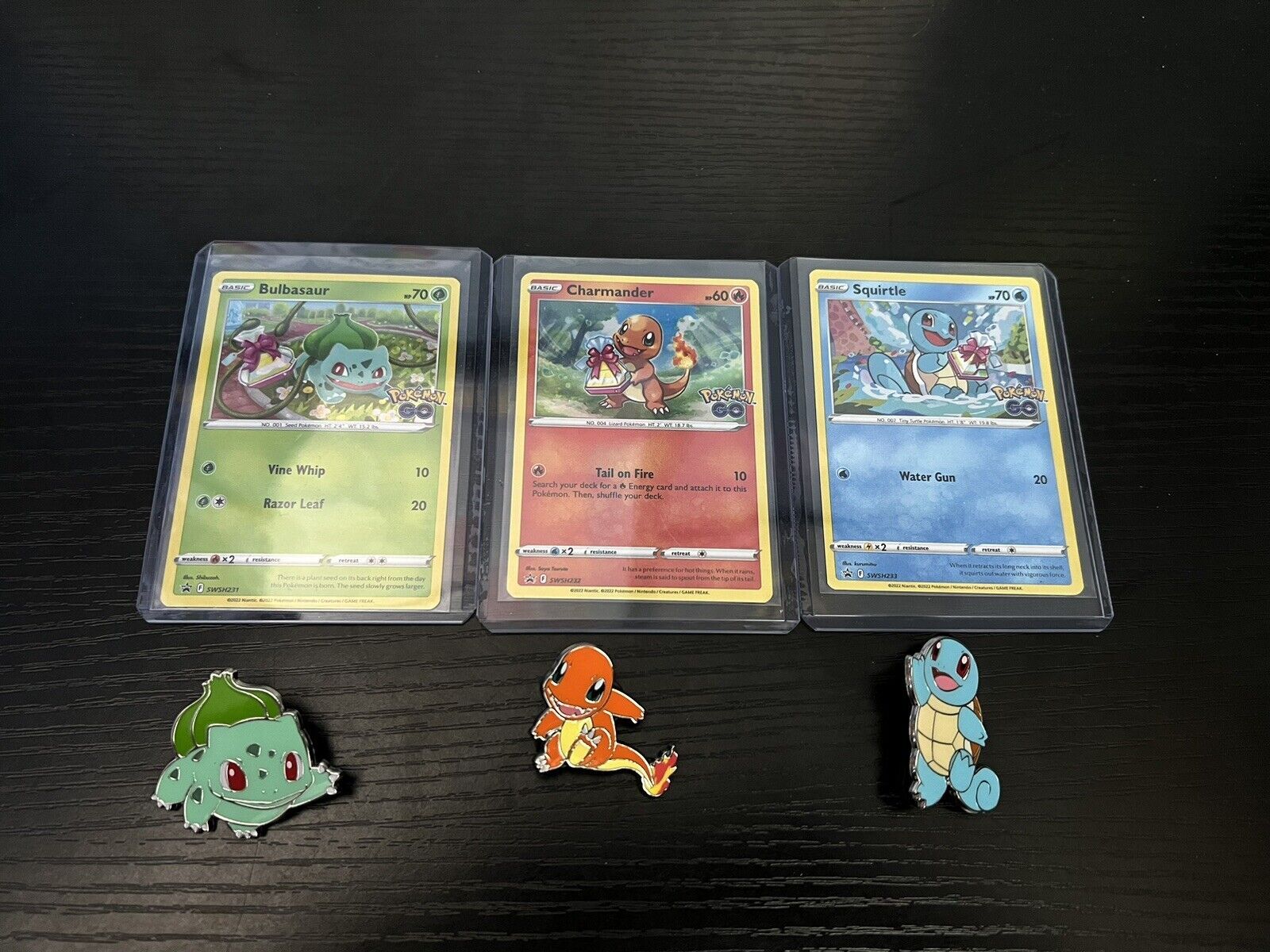 Pokémon GO TCG 1.5 Pin Set – Bulbasaur Charmander Squirtle, Official Enamel Pins, 2022