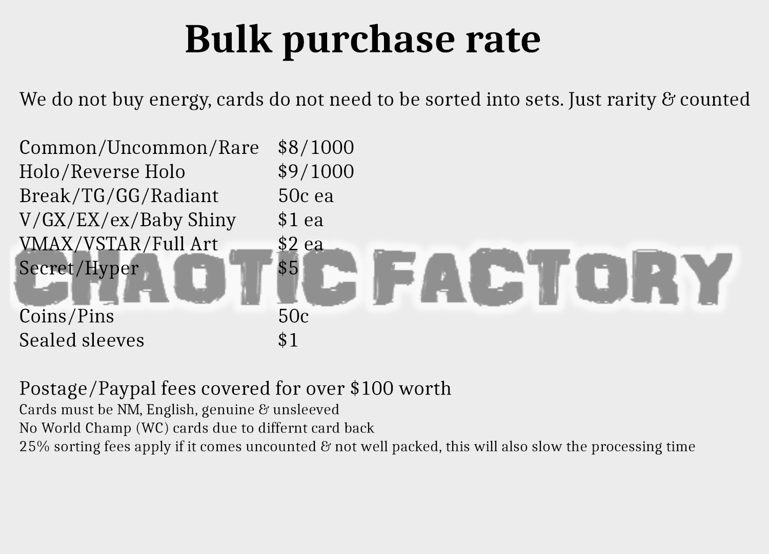 bulk purchase rate