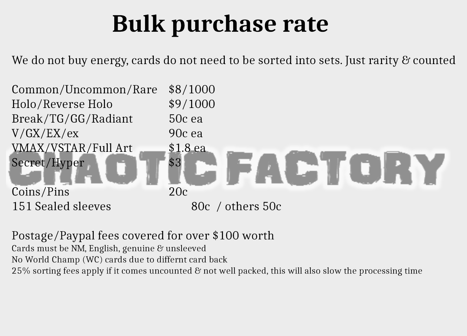 bulk purchase rate