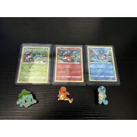 POKEMON GO BULBASAUR SQUIRTLE CHARMANDER PROMO CARDS & PIN SWSH232