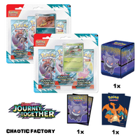 Pokemon TCG Journey Together 3 pack blister PAIR X Accessory Bundle