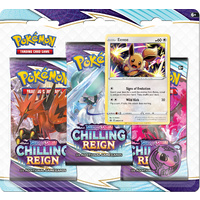 POKEMON TCG Sword and Shield - Chilling Reign 3 Booster Blister ft Eevee
