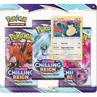 POKEMON TCG Sword and Shield - Chilling Reign 3 Booster Blister ft Snorlax