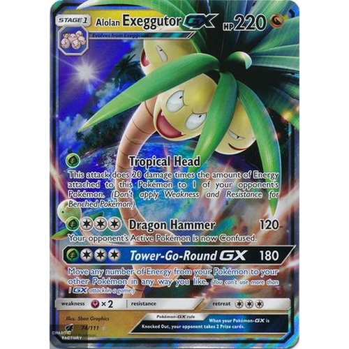 Pokemon Alolan Exeggutor GX - 74/111 - Ultra Rare NM
