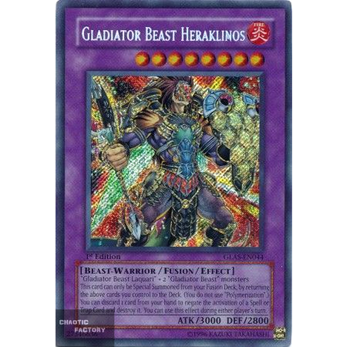 Gladiator Beast Heraklinos - GLAS-EN044 - Secret Rare 1st Edition NM
