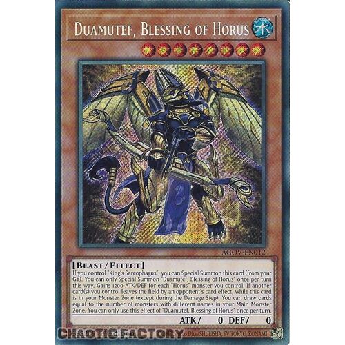 AGOV-EN012 Duamutef, Blessing of Horus Secret Rare 1st Edition NM