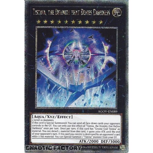 Quarter Century Secret Rare AGOV-EN089 Tistina, the Divinity that Defies Darkness 1st Edition NM