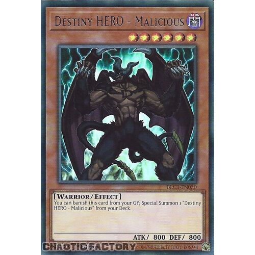 SILVER ULTRA RARE BLC1-EN030 Destiny HERO - Malicious 1st Edition NM