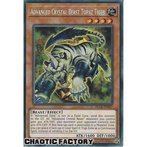 BLCR-EN013 Advanced Crystal Beast Topaz Tiger Secret Rare 1st Edition NM