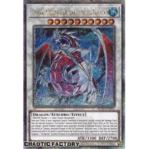 Quarter Century Secret Rare BLTR-EN005 Lancea, Ancestral Dragon of the Ice Mountain 1st Edition NM
