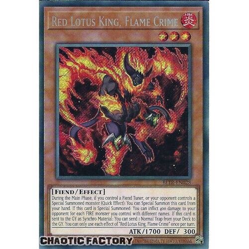 BLTR-EN028 Red Lotus King, Flame Crime Secret Rare 1st Edition NM
