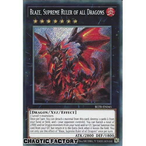 BLTR-EN045 Blaze, Supreme Ruler of all Dragons Secret Rare 1st Edition NM
