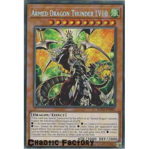 BLVO-EN001 Armed Dragon Thunder LV10 Secret Rare 1st Edition NM