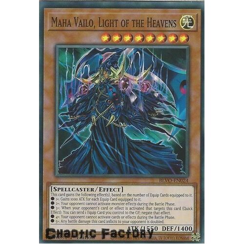BLVO-EN024 Maha Vailo, Light of the Heavens Super Rare 1st Edition NM