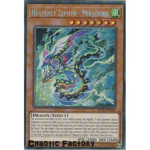 BLVO-EN029 Heavenly Zephyr - Miradora Secret Rare 1st Edition NM