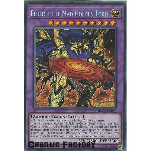 BLVO-EN040 Eldlich the Mad Golden Lord Secret Rare 1st Edition NM