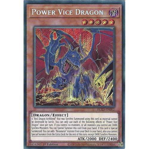BLZD-EN002 Power Vice Dragon Secret Rare 1st Edition NM