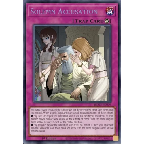BLZD-EN079 Solemn Accusation Secret Rare 1st Edition NM
