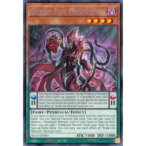 BLZD-EN083 Shade the Obscure Secret Rare 1st Edition NM