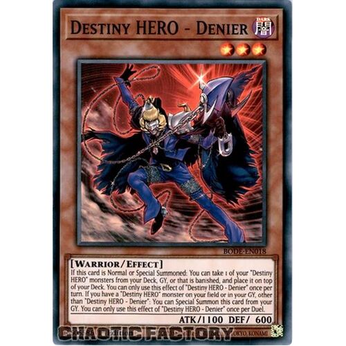 Yugioh- NM Destiny HERO Super Rare 1st Edition BODE-EN018 Denier 
