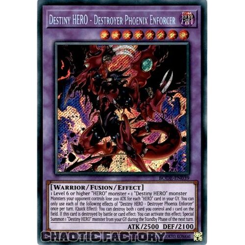 BODE-EN039 Destiny HERO - Destroyer Phoenix Enforcer Secret Rare 1st Edition NM