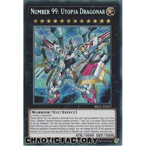 Secret Rare BROL-EN057 1st Edition YuGiOh Number 99: Utopia Dragonar