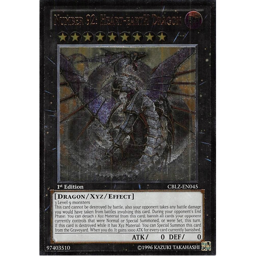 Ultimate Rare – Number 92: Heart-eartH Dragon – CBLZ-EN045 NM 1ST EDITION
