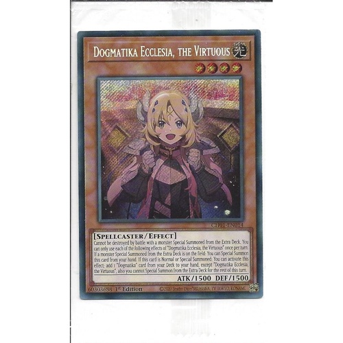 CH01-EN014 "Dogmatika Ecclesia, the Virtuous" Secret Rare 1st Edition NM