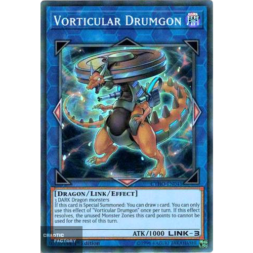 Yugioh - CYHO-EN041 - Vorticular Drumgon Super Rare 1st Edition NM
