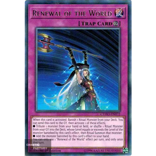 Yugioh - CYHO-EN072 - Renewal of the World Rare 1st Edition NM