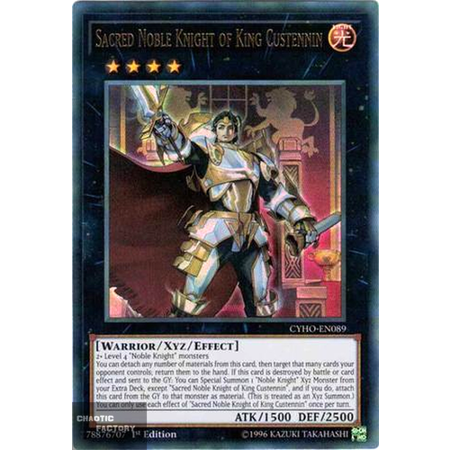 Yugioh - CYHO-EN089 - Sacred Noble Knight of King Custennin Ultra Rare 1st Edition NM