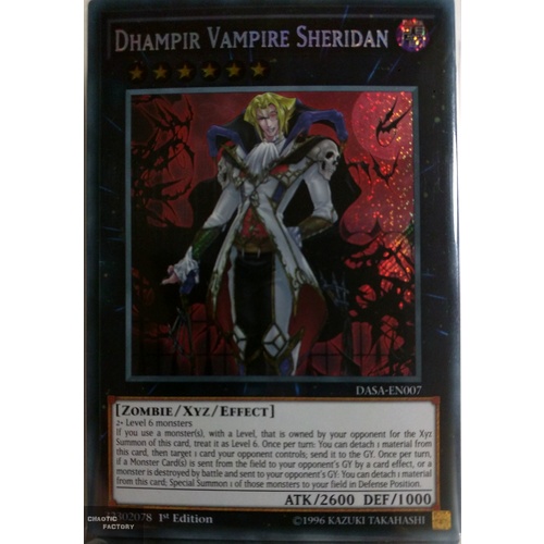 Yugioh DASA-EN007 Dhampir Vampire Sheridan Secret Rare 1st Edition