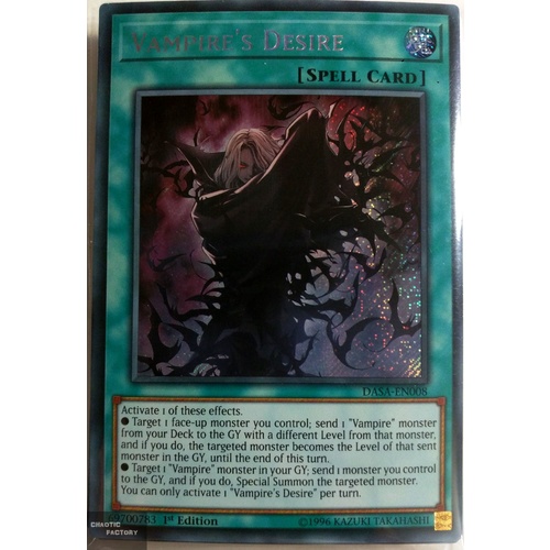 Yugioh DASA-EN008 Vampire Desire Secret Rare 1st Edition