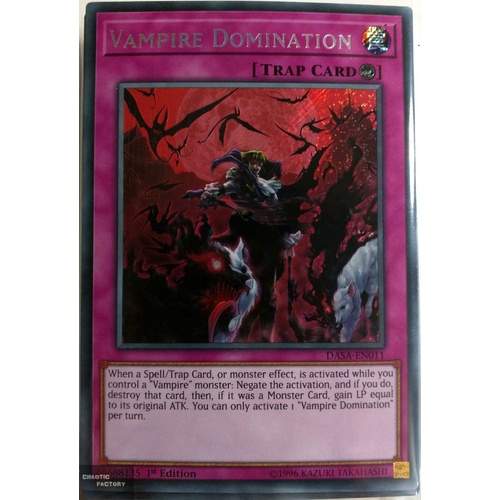 Yugioh DASA-EN011 Vampire Domination Secret Rare 1st Edition