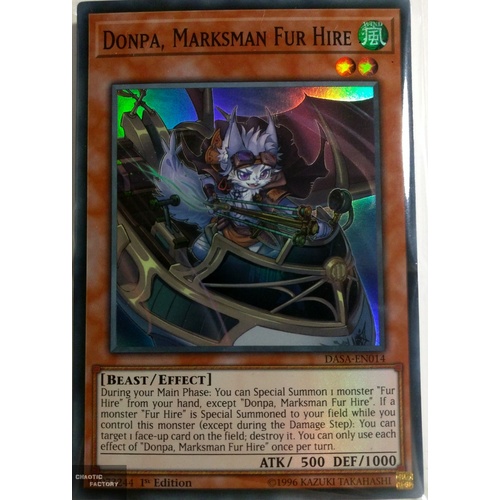 Yugioh DASA-EN014 Donpa, Marksman Fur Hire Super Rare 1st Edition