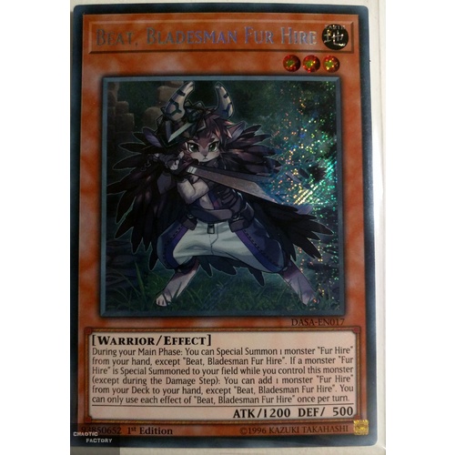 Yugioh DASA-EN017 Beat, Bladesman Fur Hire Secret Rare 1st Edition NM