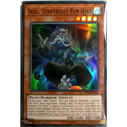 Yugioh DASA-EN018 Seal, Strategist Fur Hire Super Rare 1st Edition