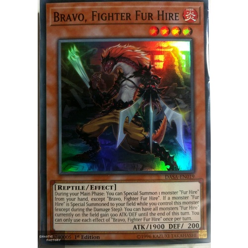 Yugioh DASA-EN019 Bravo, Fighter Fur Hire Super Rare 1st Edition
