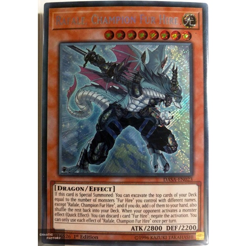 Yugioh DASA-EN023 Rafale, Champion Fur Hire Secret Rare 1st Edition