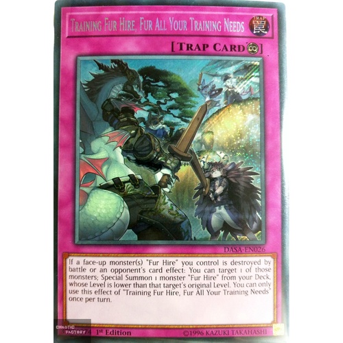 Yugioh DASA-EN026 Training Fur Hire, Fur All Your Training Needs Secret Rare 1st Edition