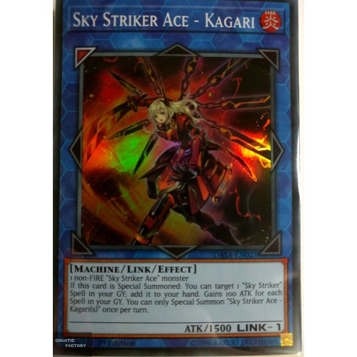 Yugioh DASA-EN027 Sky Striker Ace - Kagari Super Rare 1st Edition NM