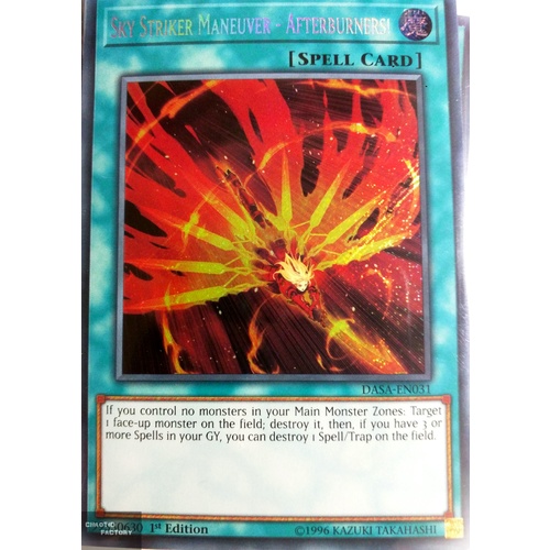 Yugioh DASA-EN031 Sky Striker Maneuver - Afterburners! Secret Rare 1st Edition
