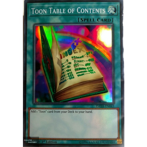 DASA-EN043 Toon Table of Contents Super Rare 1st Edition NM
