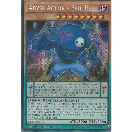 Yugioh DESO-EN016 Abyss Actor - Evil Heel Secret Rare 1st Edition NM