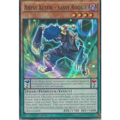 Yugioh DESO-EN019 Abyss Actor - Sassy Rookie Super Rare 1st Edition