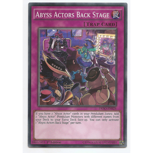 Yugioh DESO-EN028 Abyss Actors Back Stage Super Rare 1st Edition NM