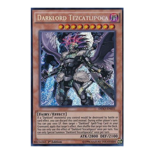 Yugioh DESO-EN031 Darklord Tezcatlipoca Secret Rare 1st Edition