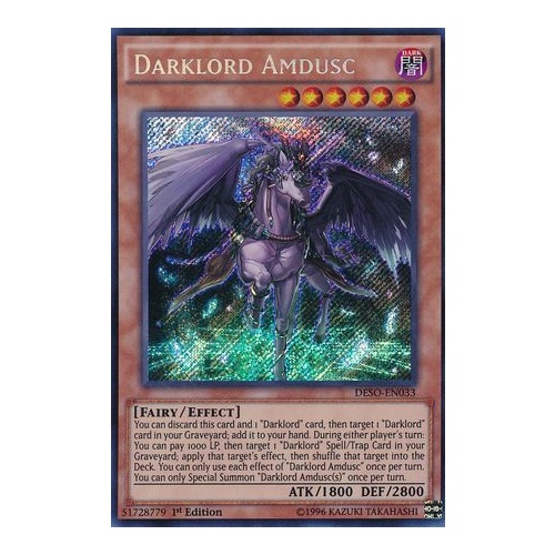 Yugioh DESO-EN033 Darklord Amdusc Secret Rare 1st Edition